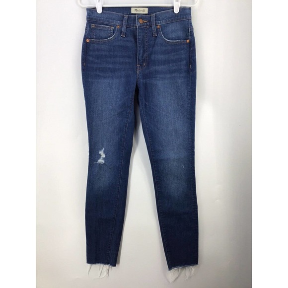 Madewell Womens 9” Mid Rise Fray Hem Skinny Stretch Jeans Size 27X29 - Picture 5 of 13